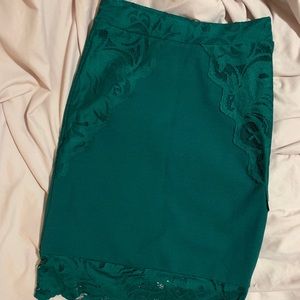 Emerald Green Lace Pencil Skirt